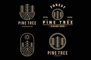 conjunto de pino árbol bosque logo diseño Clásico etiqueta vector