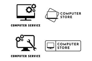 set of computer service and store logo design concept vector
