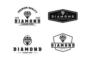 set of diamond luxury logo design vintage retro label vector