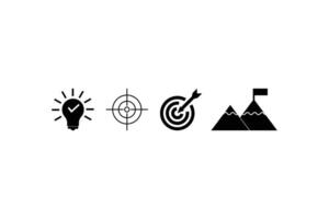 Set of icon innovation, target, solution, mission, vector silhouette