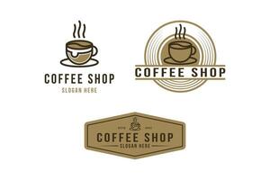 Set of Coffee shop logo design vintage retro label circle for restaurant drink business vector