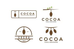 Set of cocoa logo design vintage retro style vector