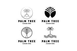 Set of palm tree silhouette and line logo design concept idea vector