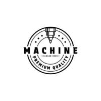 Machine cnc laser logo design vintage retro label circle vector