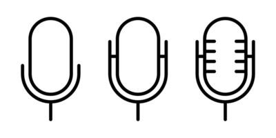 Set of microphone, mic icon vector. Voice recorder sign symbol. Editable stroke vector