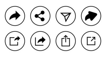 Set of share icon vector. Sharing, send sign symbol on circle line vector