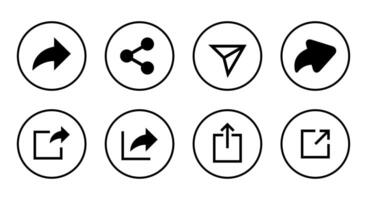 Set of share icon vector. Sharing, send sign symbol on circle line vector