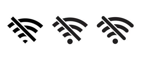 Set of no wifi icon vector in trendy style. Disconnected wireless network concept