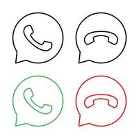 Phone call, handset line on speech bubble outline vector