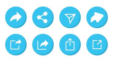 Set of share button icon vector in flat style. Sharing, send sign symbol