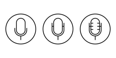 Set of microphone, mic icon vector. Editable stroke vector