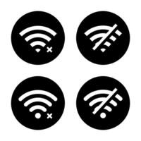 Set of disconnect wifi icon vector. Disconnected, Lost wireless connection sign symbol on black circle vector