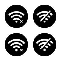 Set of disconnect wifi icon vector. Disconnected, Lost wireless connection sign symbol on black circle vector