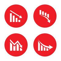 Decreasing graph icon vector in flat style. Market crash concept