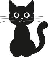 Cartoon Black Cat Silhouette Vector