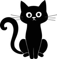 Cartoon Black Cat Silhouette Vector