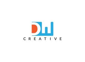 Initial Letter DW  Line Logo isolated on Double Background. Usable for Business and Branding Logos. Flat Vector Logo Design Template Element.