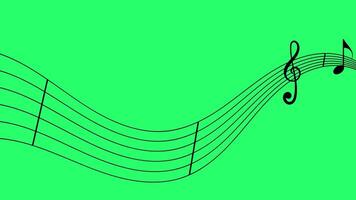 fluxo do música notas em uma verde tela video