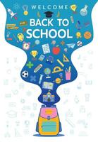 Back to school banner concept with icon of supplies vector illustration