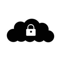 Secure Cloud Technology. Cloud and padlock. Protected cloud computing service concept. Vector illustration of protected computer server. Information safety. EPS 10