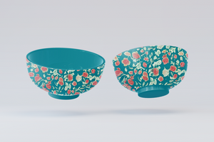 Two floating Ceramic bowl mockup design template. Blank 3d render ceramic bowl mockup psd