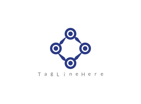 Technology logo design with circuit board icon template