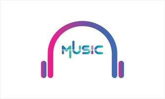 Headphone with typography music logo design. vector