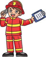 Firefighter Receiving a Call Cartoon Clipart vector