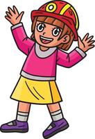 Child with Firefighter Hat Cartoon Colored Clipart vector