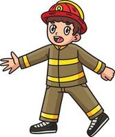 Firefighter Cartoon Colored Clipart Illustration vector