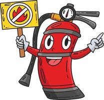 Firefighter Fire Extinguisher Cartoon Clipart vector