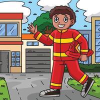 bombero participación difícil sombrero de colores dibujos animados vector