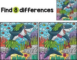 Shark and Seaweed Find The Differences vector