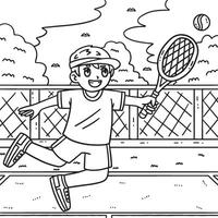 Tennis Player Reaching Tennis Ball Coloring Page vector