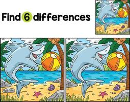 Shark Playing Beach Ball Find The Differences vector