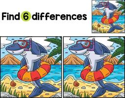 Shark with Snorkel Float Ring Find The Differences vector