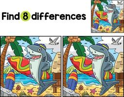 Shark with Surfboard Find The Differences vector