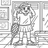 Tennis Female Player Fixing Hair Coloring Page vector