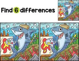 Shark with Painting Materials Find The Differences vector