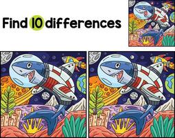 Space Shark Find The Differences vector