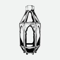 isolated handdrawn islamic lantern sketch design vector