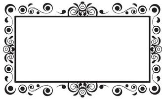 Rectangular frame with decorative corner. Design border line black on white background. vector