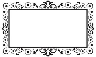 Rectangular frame with decorative corner. Design border line black on white background. vector