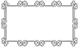 Rectangular frame with decorative corner. Design border line black on white background. vector