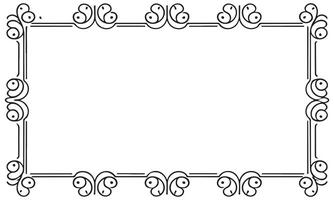 Rectangular frame with decorative corner. Design border line black on white background. vector