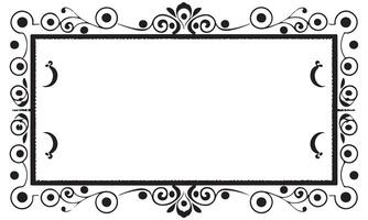 Rectangular frame with decorative corner. Design border line black on white background. vector