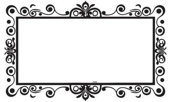 Rectangular frame with decorative corner. Design border line black on white background. vector