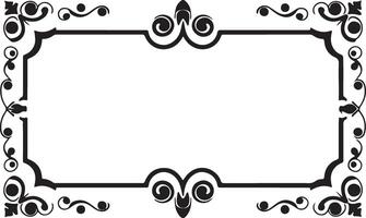 Rectangular frame with decorative corner. Design border line black on white background. vector