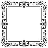 Rectangular frame with decorative corner. Design border line black on white background. vector