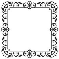 Rectangular frame with decorative corner. Design border line black on white background. vector